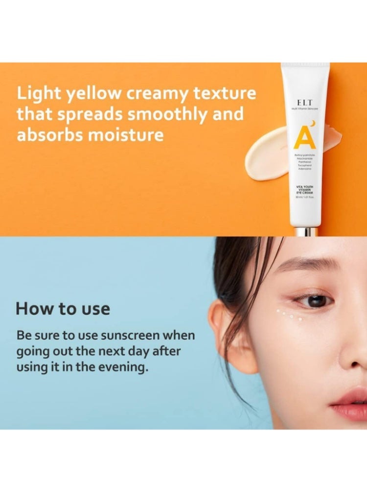 اي ال تي ELT Vita Youth Vitamin A Eye Cream 30ml – كريم عين بفيتامين A لمكافحة التجاعيد والهالات وشد البشرة - Image 4